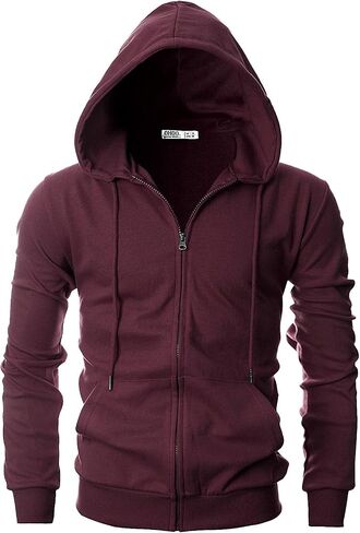 Ohoo Men's Zip Up Hoodie Lightweight Sweatshirt Full Zip Hooded Jacket in Saudi Arabia