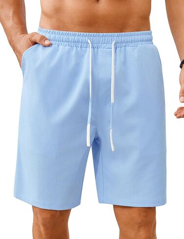 COOFANDY Men's Casual Shorts Elastic Waist Drawstring Summer Beach Shorts Lightweight Flat Front Short with Pockets in Saudi Arabia