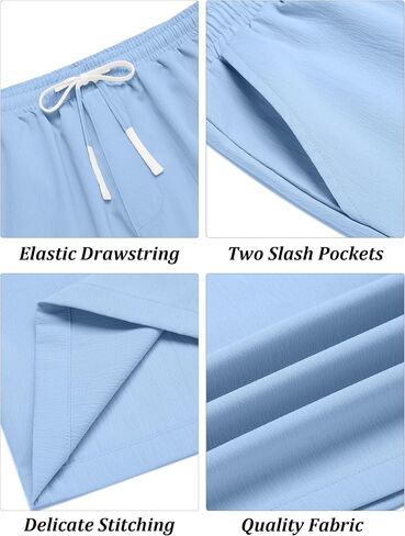 COOFANDY Men's Casual Shorts Elastic Waist Drawstring Summer Beach Shorts Lightweight Flat Front Short with Pockets in Saudi Arabia