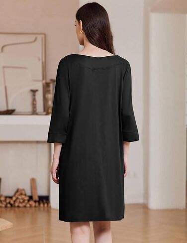 Ekouaer Zipper Robes for Women 3/4 Sleeves Housecoat Soft Nightgowns Sleepwear Mumu House Dresses with Pockets S-3XL in Saudi Arabia