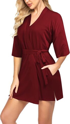 ADOME Womens Robe Lightweight Kimono Robes Short Knit Bathrobe Soft Sleepwear Ladies Loungewear in Saudi Arabia