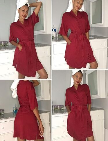 ADOME Womens Robe Lightweight Kimono Robes Short Knit Bathrobe Soft Sleepwear Ladies Loungewear in Saudi Arabia