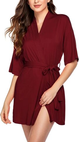 ADOME Womens Robe Lightweight Kimono Robes Short Knit Bathrobe Soft Sleepwear Ladies Loungewear in Saudi Arabia