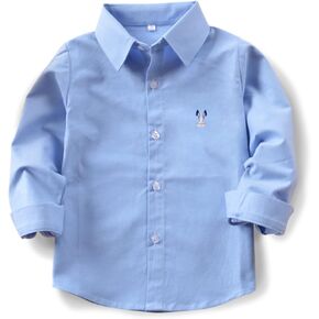 Phorecys Boys'Oxford Dress Shirts Long Sleeve Button Down Solid Formal Uniform Casual Western Shirt