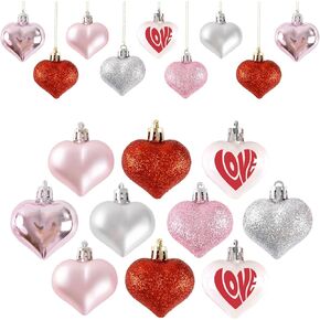 GuassLee Valentines Day Decorations Heart Ornaments - 36pcs Rose Gold Heart Shaped Baubles Tree Ornaments for Valentine's Day Wedding Anniversary Hanging Decorations in Kuwait