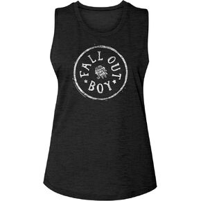 Fall Out Boy Rock Band Rose Vintage Style Ladies Sleeveless Slub Graphic Tees