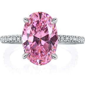 3.5CT Pink Simulated Diamond Oval Cut Engagement Ring,925 Sterling Silver Promise Ring for Wedding,Proposal,Birthday,Daily,Travel