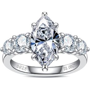 Moissanite Engagement Rings 4.1/4.6/5cttw Pear/Emerald/Marquise Cut Promise Rings D Color VVS1 S925 Sterling Silver Wedding Rings for Women with Certificate Elegant Gift Packed