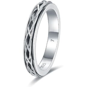 Fidget Spinner Rings for Anxiety for Women - 925 Sterling Silver Sunflower/Rose/Daisy Promise Bands Relieving Stress Jewelry Anti Anxiety Gifts for Couples Women