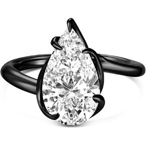 Jeulia Engagement Rings for Women;925 Sterling Silver D Color VVS1 Diamond Halo Anniversary Wedding Promise Ring 10.37CT Pear Cut Moissanite Black Plated Band with Jewelry Gift Box