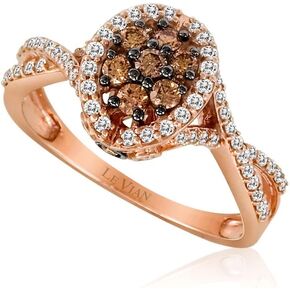 Vanilla Diamond Chocolate Diamond Statement Ring for Women I 14k Rose Gold Ring for Her (G-H/Brown, VS2-SI1, 0.68 cttw) Anniversary Promise Wedding Ring Size 7 by LeVian