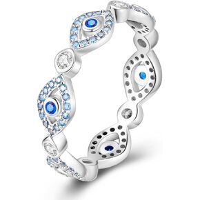 NARMO 925 Sterling Silver Rings for Women Evil Eyes Rings Entwined Line Cubic Zirconia Rings Simple Stackable Finger Rings Engagement Ring Personality Rings Size 6-9