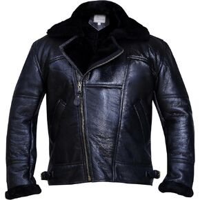 Cross Zip B3 Bomber Aviator Real Shearling Sheepskin Bomber Jacket