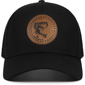 Fishing Gifts for Men Women, Unique Stuff Fish Flag Trucker Hat for Fisherman Best Gift, Black/Grey