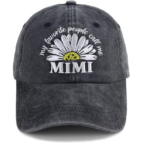 My Favorite People Call Me Mimi Hat for Women Mom Grandma Gifts, Adjustable Embroidered Cotton Baseball Cap