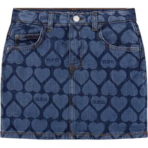 GUESS Girls' Stretch Denim Printed Skirt
