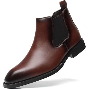SANNAX Men's Chelsea Boots Classic Business Leather Shoes Casual Dress Ankle Boot