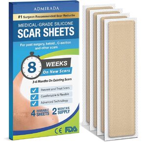 Silicone Sheets for Surgical Scars Removal: Reusable Scar Treatment Tape for Keloid, C-Section, Tummy Tuck, and Surgery Scars