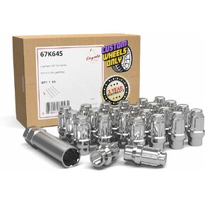 Wheel Accessories Parts 24 Pcs + Key M12x1.5 12x1.5 Thread ET Bulge Acorn (Extra Thread) 1.57" Long Spline Lug Nuts Chrome Spline Hex Fits Toyota Tacoma 4Runner | Ford Bronco Ranger
