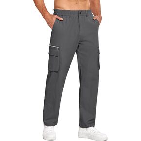 COOFANDY Men's Casual Cargo Pants Relaxed Fit Elastic Waist Work Pant Athletic Jogger Sweatpants with Multi Pockets