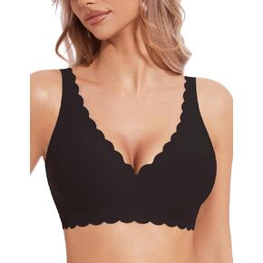 Deep V Wireless Bras for Women No Underwire Seamless Bralettes for Women with Support Floral Wavy Womens Bras