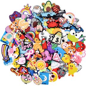 40 60 100 150 185 200 400pcs Random Shoe Charms Mixed Shoe Decorations Lovely Cool PVC Animals Flowers Balls Letters Numbers Shapes Shoes Ornaments for Bracelets and Sandals Different Designs unisex-adult Shoe Ornaments Party Birthday Gifts
