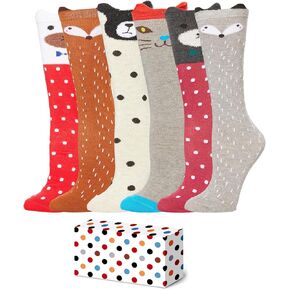 TRENSOM Funny Animal Socks for Girls - Cute Cat Bear Fox Socks for Kids, Funny Crazy Girl Gifts