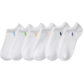 Polo Ralph Lauren Girls' Athletic Low Cut Socks-6 Pair Pack-Soft Lightweight Comfot
