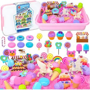 SMILESSKIDDO Play Sand Kit - 20PCS Sandbox Toys Set - Foldable Sand Box with 1.1lbs Natural Play Sand, Mold Tools, Sand Tray - Sensory Bin Sand Toys for Kids Ages 3 and up