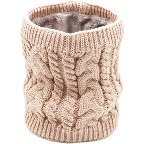 Winter Fleece Lined Neck Warmer Scarf Cable Knitted Neck Gaiter Face Mask for Women Men