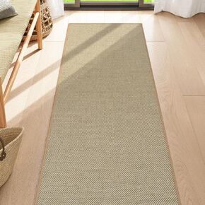 Uphome Boho Kitchen Runner Rug, 2x6 Washable Easy Jute Braided Runners for Hallways Low Pile, Farmhouse Entryway Runner Rugs, Non Slip Carpet Runners Rugs 6ft for Hallway, Doorway, Bedroom, Natural