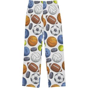 Boys Pajama Pants Baseball Star Blue Elastic Waist Lounge Pajama Bottoms with 2 Pockets Soft Sleep Pjs M
