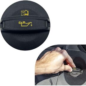 1 PC Automobile Oil Cap, Engine Fuel Filler Leak-proof Sealing Covers with Pattern Identification, Tightly Fitting Replacement Part 06K103485A, Compatible with Volkswagen Audi (Black)