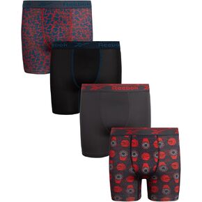 Reebok Boys Underwear - Performance Boxer Briefs (4 Pack), Size 16-18, All Black