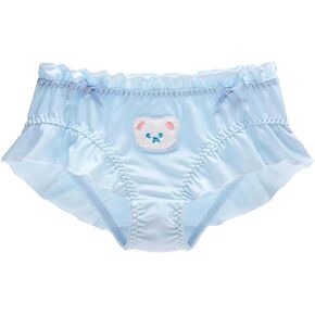 Women's Cute Underwear Silk Panties Cartoon Teddy Bear Print Frill Panties Ladies Soft Breathable Briefs M-XL
