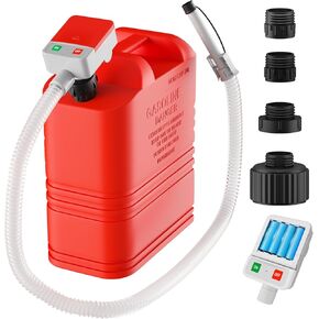 anngrowy Fuel Transfer Pump Battery Powered with Auto-Stop, Gas Pump Transfer with 4 Size Adaptors, 51" Long Hose, Portable Battery Operated Liquid Pumps For Gas, Fuel, Gas Can, Gasoline, Diesel etc