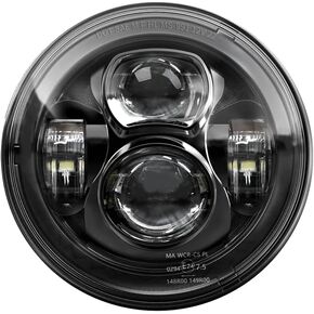 7" Halo LED Motorcycle Headlight Compatible With Harley Models: Street Glide, Electra Glide, Ultra Classic, Road King, Heritage, Softail, Tri Glide, CVO Fatboy - Black DRL