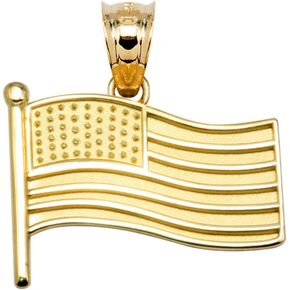 Claddagh Gold 14k Yellow Gold American Flag Charm Pendant