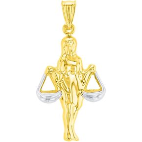 High Polish 14K Yellow Gold Libra Zodiac Sign Charm Holding Scale Pendant