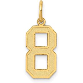 Solid 14k Yellow Gold Medium Satin Number 8 Pendant Charm (8mm x 20mm)