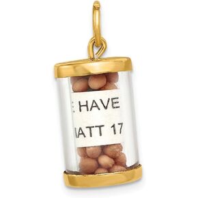 Solid 14k Yellow Gold Mustard Seeds Charm Pendant - 20mm x 11mm