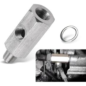 1 Pack Car Oil Pressure Sensor Connector, Stainless Steel 1/8 NPT Tee Oil Pressure Sensor Adapter, Automobile Modification Accessories, Universal for Most Cars, Trucks and Vans (Silver #3)