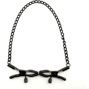 Metal Nipple Clamps for Women Nipple Clips with Chain Adjustable Non-Piercing Breast Clips Faux Body Jewelry Decorations (Gold (Two Chain))