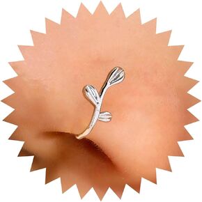 Andelaisi Boho Leaf Clip On Nose Ring Vintage Leaf Cuff Hoop Nose Ring Silver Leaf Faux Clip On Nose Ring Leaf Non Pierced Nose Ring Jewelry for Women