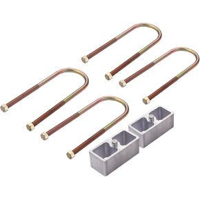 Universal Leaf Spring Lowering Block Kit- 1 inch,2-1/2" Wide, 5" Long, Zinc-Plated U-Bolts,Heavy Duty Steel 1" Lowering Block Kit and U-bolts Kit