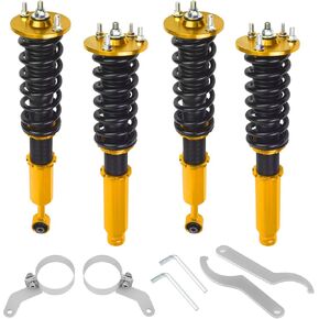 BHB Adjustable Coilovers Compatible with Honda Accord 2003-2007 Coil Spring Absorber Struts Suspension Lowering Kit Red