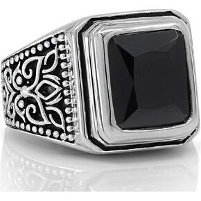 Onyx Signet Solid 925 Sterling Silver Men Ring set with Black Onyx Stone