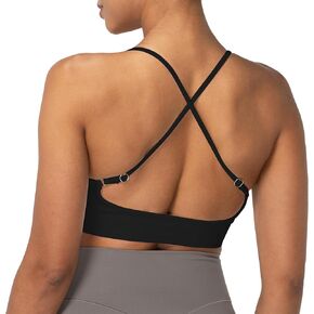 Sunzel Sports Bra for Women, Criss-Cross Open Back Adjustable Strappy Bras, Workout Gym Padded Yoga Bra with Removable Pads