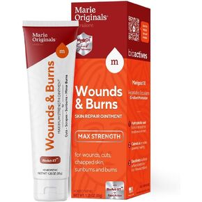 Marie Originals All-Natural Skin Repair and Burn Cream Ointment | First Aid Ointment | Accelerate Wound Healing For General wounds, Chapped Hands, Cold Sores, Eczema, Psoriasis & Burn Ointment. 1.25oz