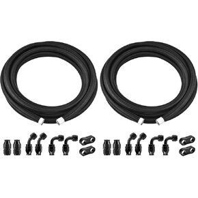 EVIL ENERGY 8AN 10AN Fuel Line Kit, AN8 AN10 Nylon Braided Fuel Line Hose Fitting Kit PTFE 10FT(2 Kits)